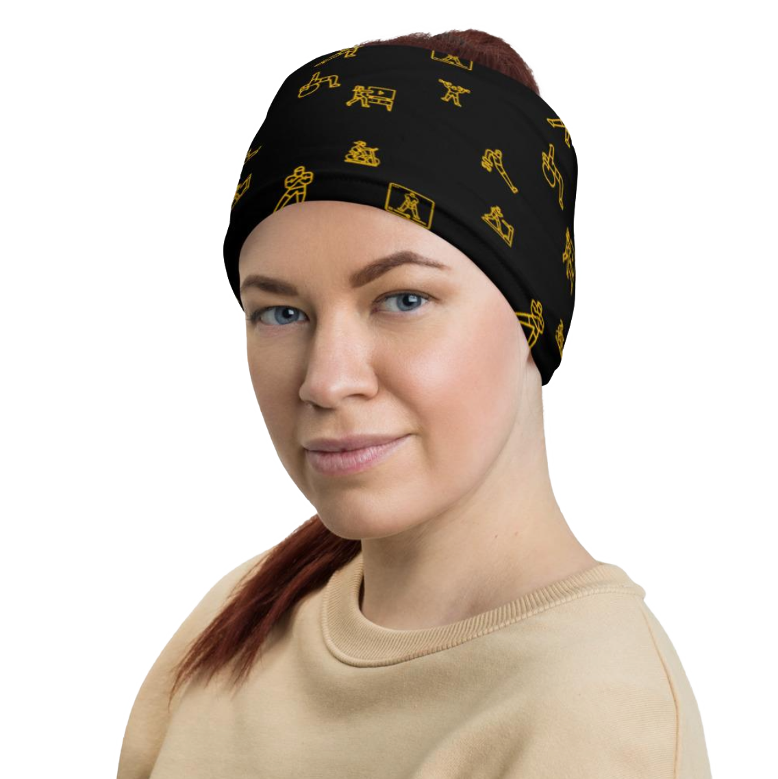 ICON Series Headband/Neck Gaiter: Black and Gold