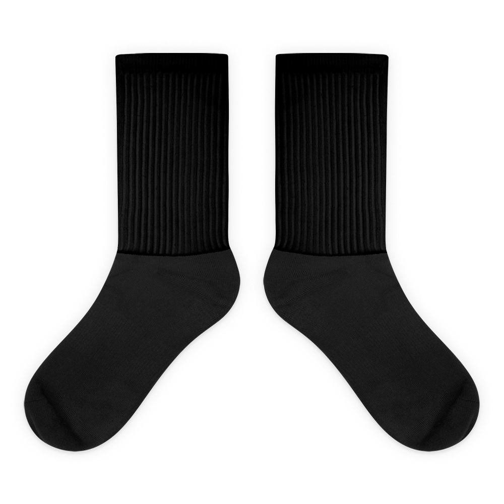 Vertical Logo Socks: Black with White Print