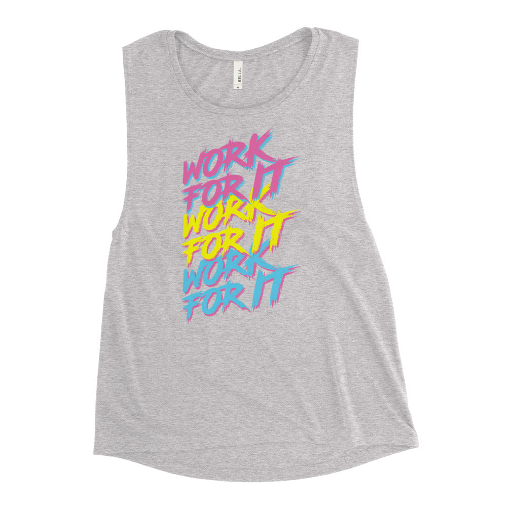 WORK FOR IT 3-Peat Muscle Tank: Neon