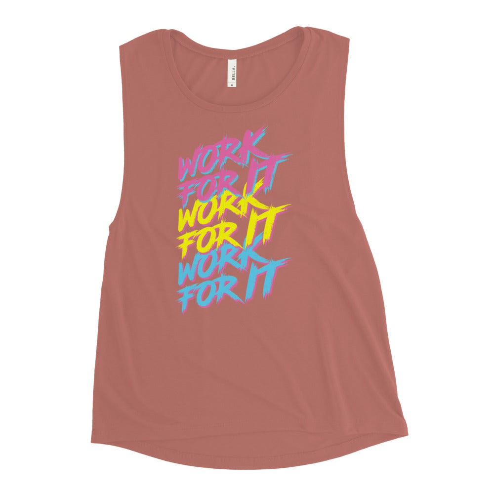 WORK FOR IT 3-Peat Muscle Tank: Neon